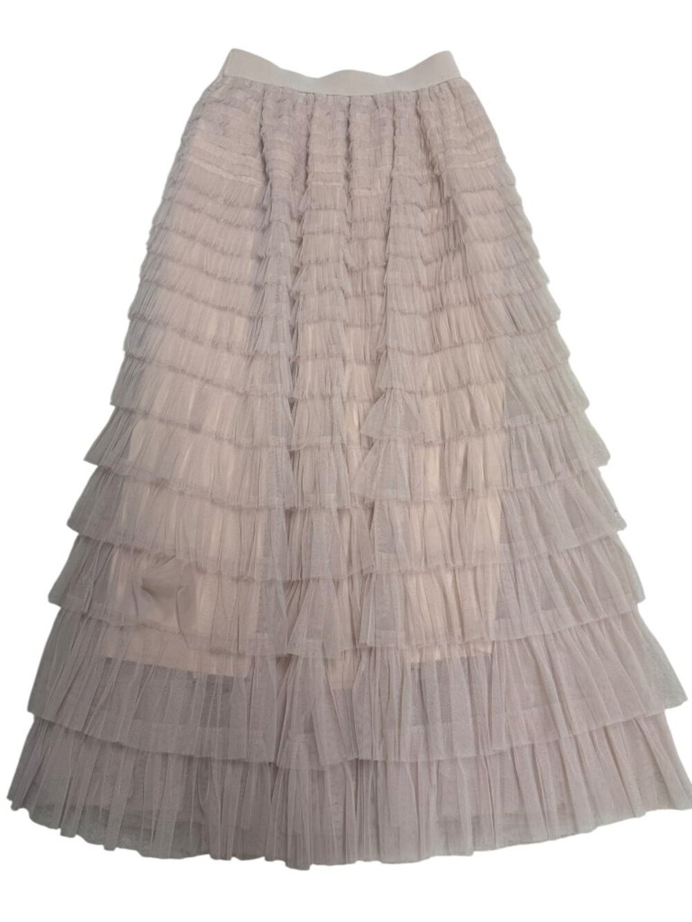 NWOT Tiered Tulle Midi Skirt Blush Pink Romantic Balletcore Size S